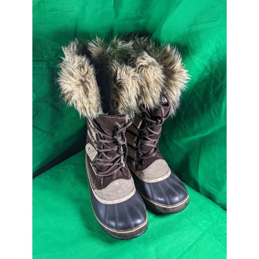 Sorel Joan of Arctic Tall Brown Suede Waterproof Winter Boots Faux Fur Size 9 - Picture 2 of 9